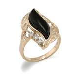Black Coral Paradise Ring with Diamonds in Gold - Large-Maui Divers Jewelry