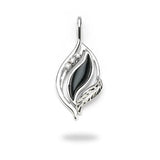 Paradise Black Coral Pendant with Diamonds in 14K White Gold-Maui Divers Jewelry