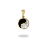 Yin Yang Black Coral Pendant in Gold with Diamonds - 10mm-Maui Divers Jewelry