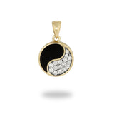 Yin Yang Black Coral Pendant in Gold with Diamonds - 12mm-Maui Divers Jewelry