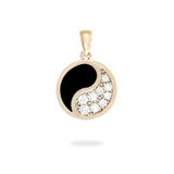 Yin Yang Black Coral Pendant with Diamonds - 15mm-Maui Divers Jewelry