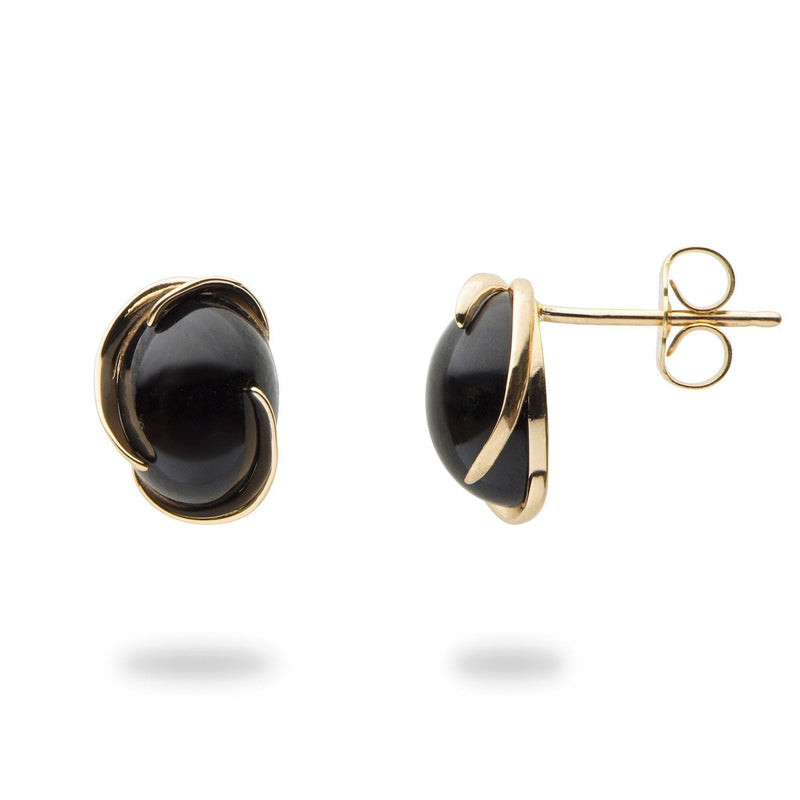 Black Coral Midnight Wave Bypass Earrings in Gold-Maui Divers Jewelry
