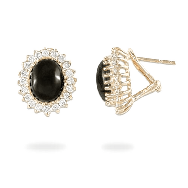 Princess Ka‘iulani Black Coral Earrings in Gold with Diamonds-Maui Divers Jewelry