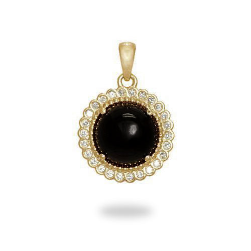 Black Coral Pendant in Gold with Diamonds