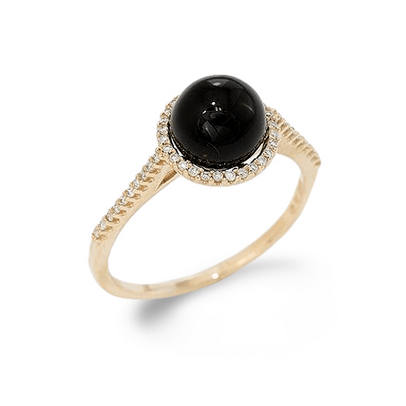 Black Coral Ring with Diamonds in Gold-Maui Divers Jewelry