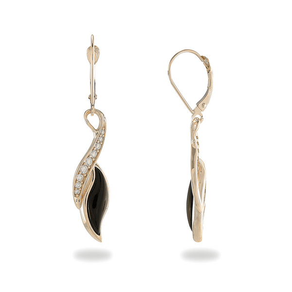 Black Coral Earrings with Diamonds in Gold-Maui Divers Jewelry