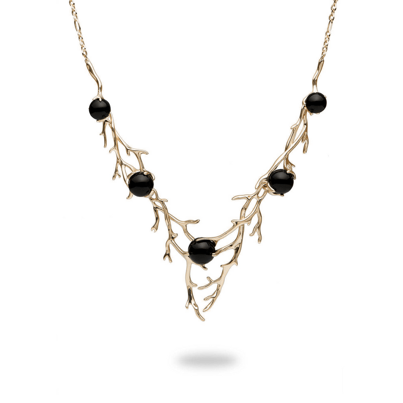 Maui Divers Jewelry - 16-18" Adjustable Hawaiian Heritage Black Coral Necklace in Gold