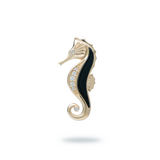 Sealife Seahorse Black Coral Pendant in Gold with Diamonds - 27mm