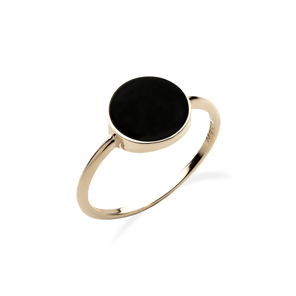 Eclipse Black Coral Ring in Gold - 9mm-Maui Divers Jewelry