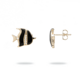 Sealife Angelfish Earrings in Gold with Diamonds - 12mm-Maui Divers Jewelry