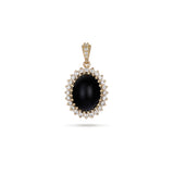 Princess Ka‘iulani Black Coral Pendant in Gold with Diamonds - 16mm