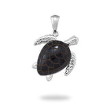 Honu Black Coral Pendant in Gold - 19mm-Maui Divers Jewelry