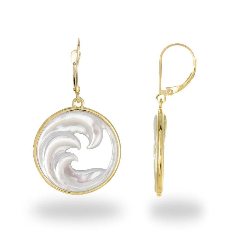 Nalu Mother of Pearl Earrings in Gold - 22mm-Maui Divers Jewelry