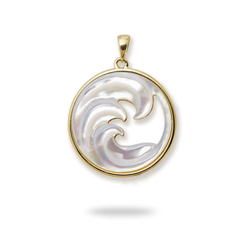 Nalu Mother of Pearl Pendant in Gold - 22mm-Maui Divers Jewelry