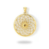 Protea Mother of Pearl Pendant with Diamond in Gold - 22mm-Maui Divers Jewelry