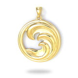 Nalu Mother of Pearl Pendant in Gold - 27mm - back side - Maui Divers Jewelry