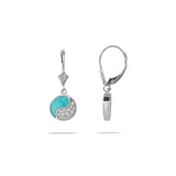 Yin Yang Turquoise Earrings in White Gold with Diamonds - 10mm - Maui Divers Jewelry