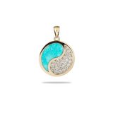 Yin Yang Turquoise Pendant in Gold with Diamonds - 22mm - Maui Divers Jewelry