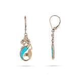 Sealife Mermaid Turquoise Earrings in Gold with Diamonds - 24mm - Maui Divers Jewelry