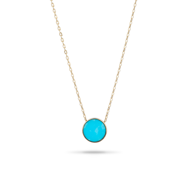 16-18 "調整可能なEclipse Flipside Turquoise＆Mother of Pearl Necklace in Gold -9mm