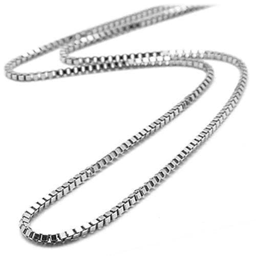 16" 0.6MM Box Chain in 14K White Gold on white background
