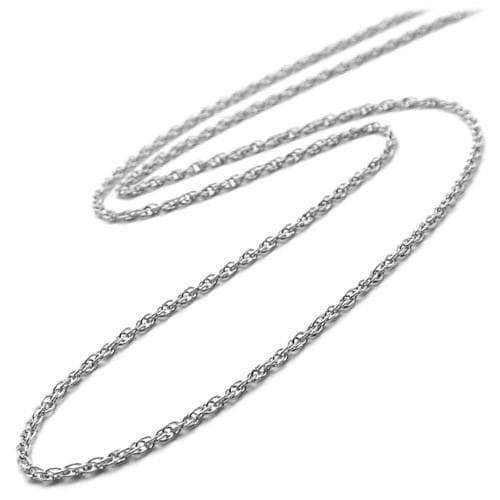 16" Baby Rope Chain in 14K White Gold on white background