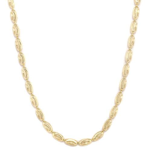 The 1.8mm Ovalina Chain in 14k yellow gold features a high-polish rounded oval link design that glistens with every turn. Available in 16", 18", 20", and 22" lengths. Shop Now.