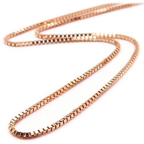 16" 0.6MM Box Chain in 14K Rose Gold on white background