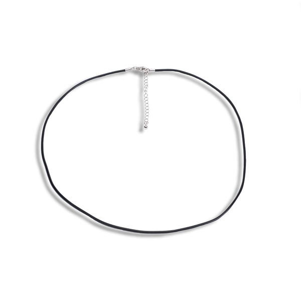 18" Sterling Silver Black Rubber Cord Chain - Maui Divers Jewelry