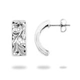 Plumeria Scroll (8mm) Hoop Earrings in Sterling Silver-Maui Divers JewelryHawaiian Heirloom Plumeria Scroll Hoop Earrings in Sterling Silver - 8mm