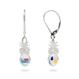 Crystal Pineapple Earrings in Sterling Silver-Maui Divers Jewelry
