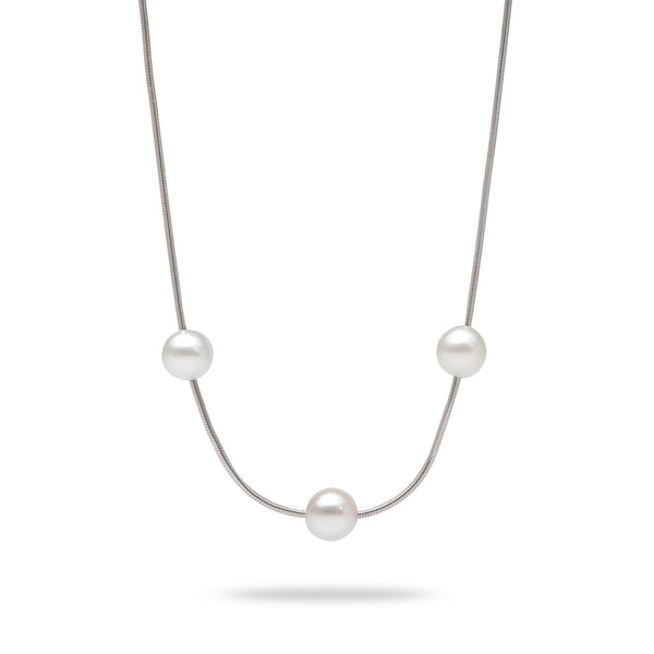 18" Freshwater Floating Pearl Necklace in Sterling Silver-Maui Divers Jewelry