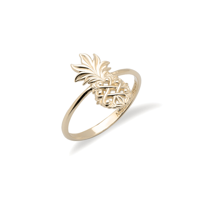 Living Heirloom Pineapple Ring in Gold - 15mm-Maui Divers Jewelry