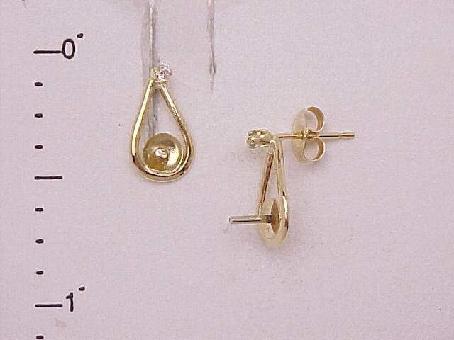 Teardrop Earrings Mounting with Diamonds in 14K Yellow Gold - Maui Divers Jewelry