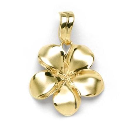 Pick A pearl Plumeria Pendant in Gold - 23mm - Maui Divers Jewelry