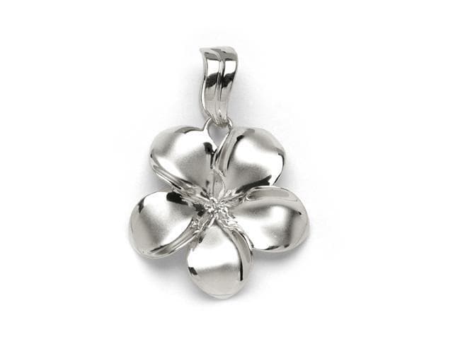 Plumeria Pendant Mounting in 14K White Gold - 23mm - Maui Divers Jewelry