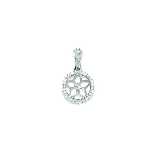 Halo Pendant Mounting in 14K White Gold - Maui Divers Jewelry