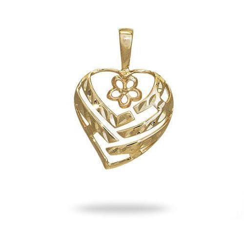 Pick A Pearl Aloha Heart Pendant in Gold - 18mm - Maui Divers Jewelry