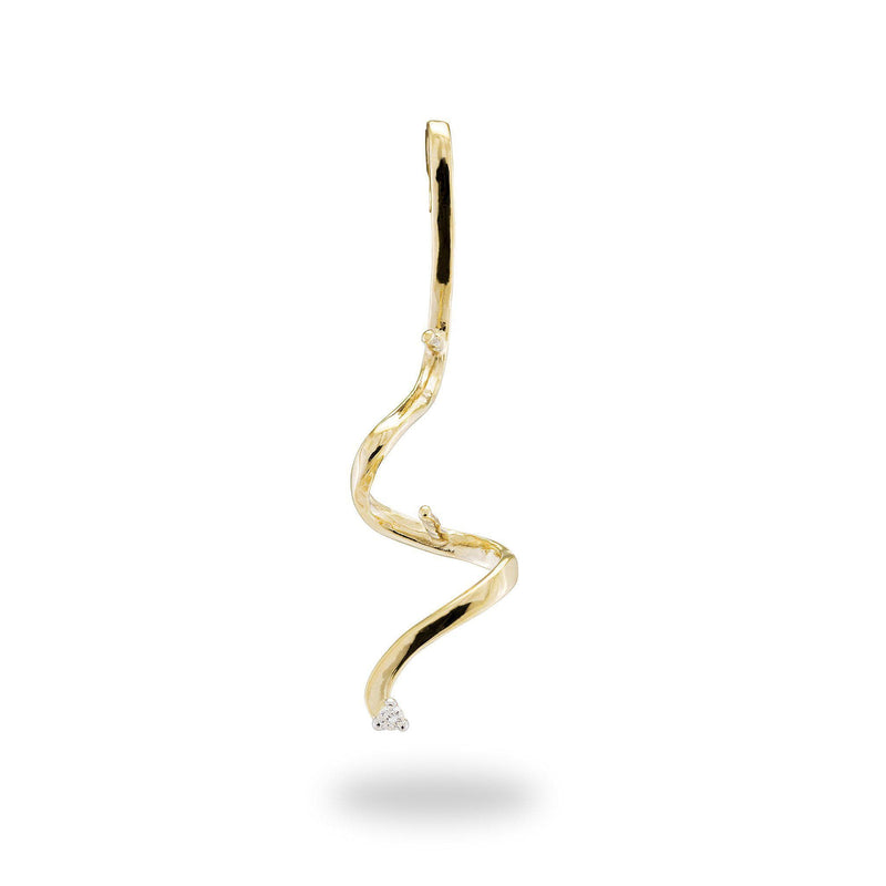 Swirl Pendant Mounting for 2 Pearls with Diamond in 14k Yellow Gold-[SKU]