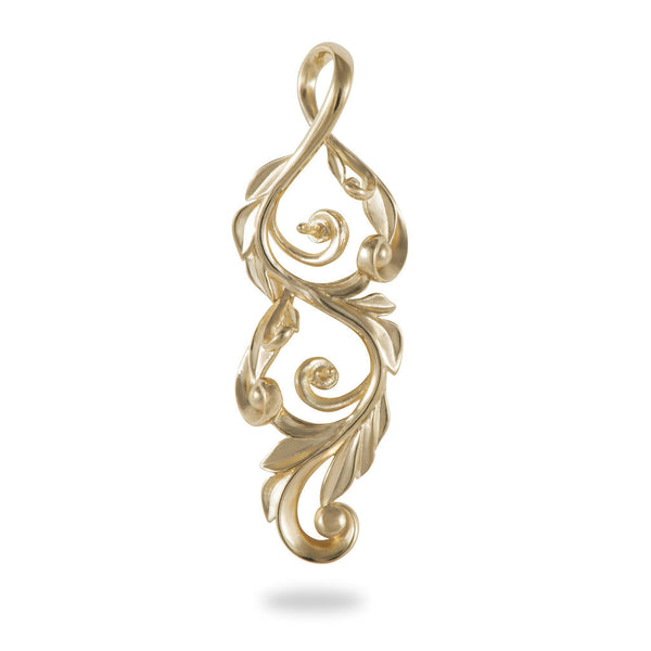 Maile Scroll Pendant Mounting in 14K Yellow Gold - Maui Divers Jewelry