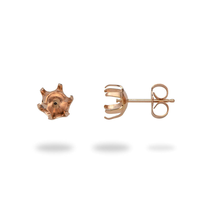 Six-prong Earring Mountings in 14K Rose Gold - Maui Divers Jewelry