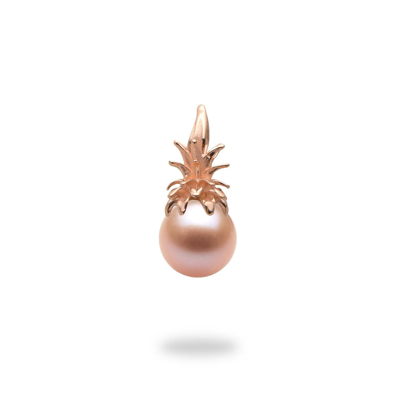 Pick-a-Pearl Pineapple Crown Pendant in Rose Gold with Pink Pearl - Maui Divers Jewelry