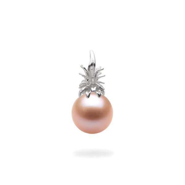 Pineapple Pendant Mounting in 14K White Gold with Peach Pearl - Maui Divers Jewelry