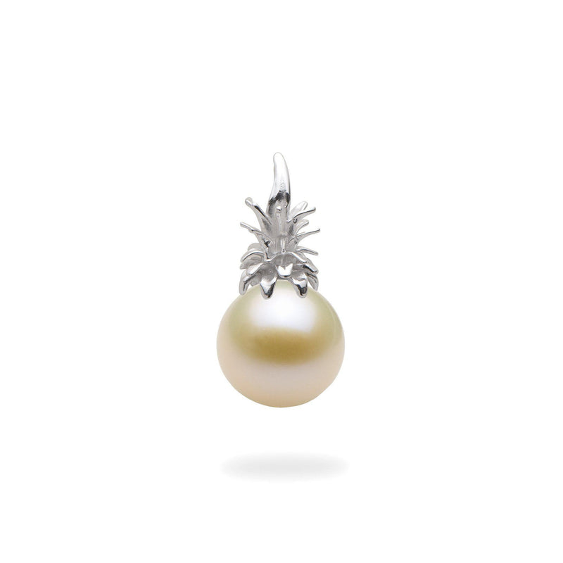 Pineapple Pendant Mounting in 14K White Gold with White Pearl - Maui Divers Jewelry