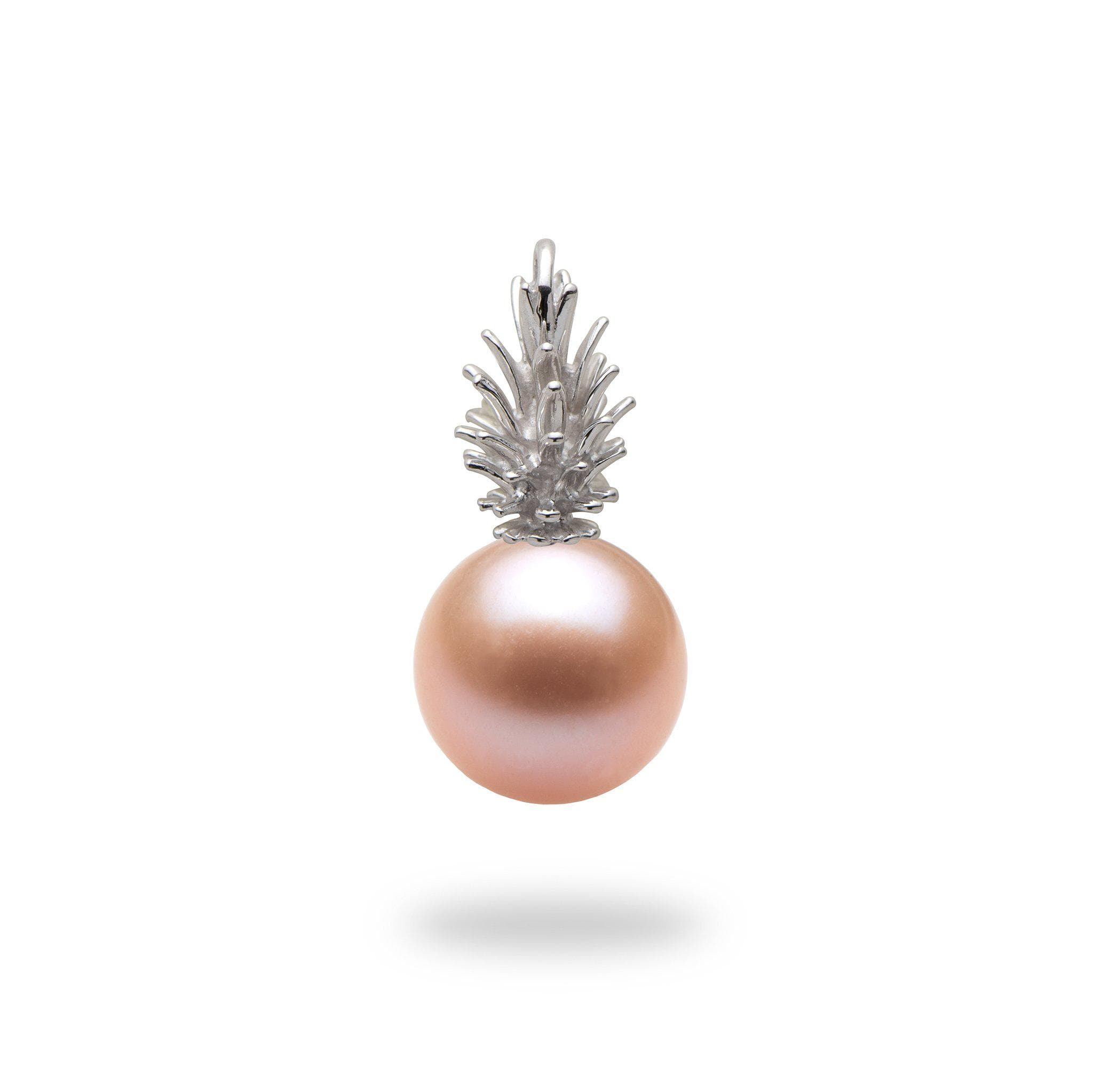 Pineapple Pendant Mounting in 14K White Gold with Pink Pearl - Maui Divers Jewelry