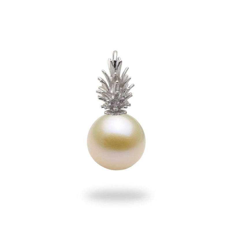 Pineapple Pendant Mounting in 14K White Gold with White Pearl - Maui Divers Jewelry