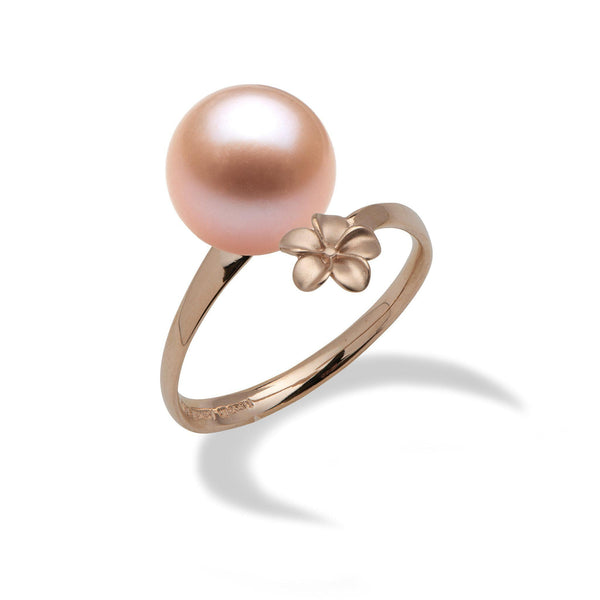 Plumeria Ring Mounting in 14K Rose Gold with Pink Pearl  - Maui Divers Jewelry