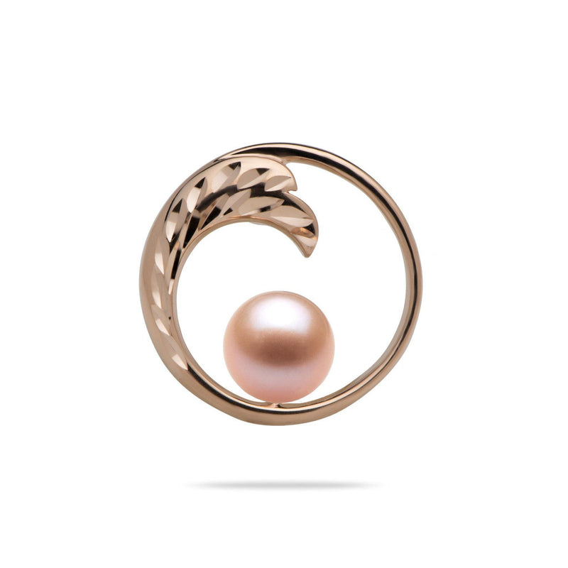 Nalu Pendant Rose Gold - 18mm with Pink Pearl - Maui Divers Jewelry