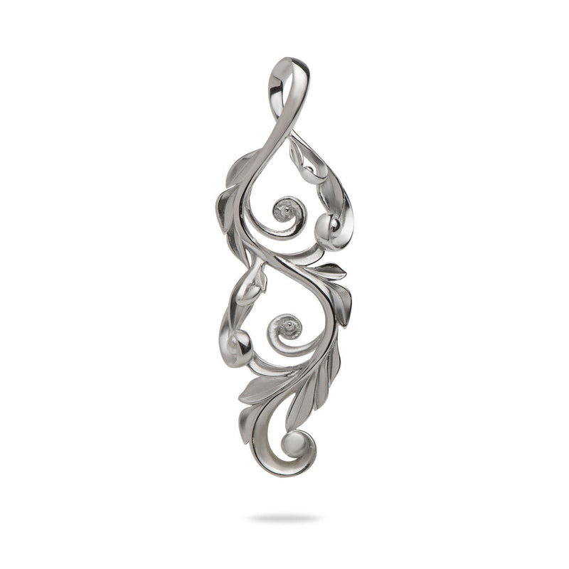 Maile Scroll Pendant Mounting in 14K White Gold - Maui Divers Jewelry