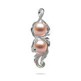 Maile Scroll Pendant Mounting in 14K White Gold with Pink Pearl - Maui Divers Jewelry